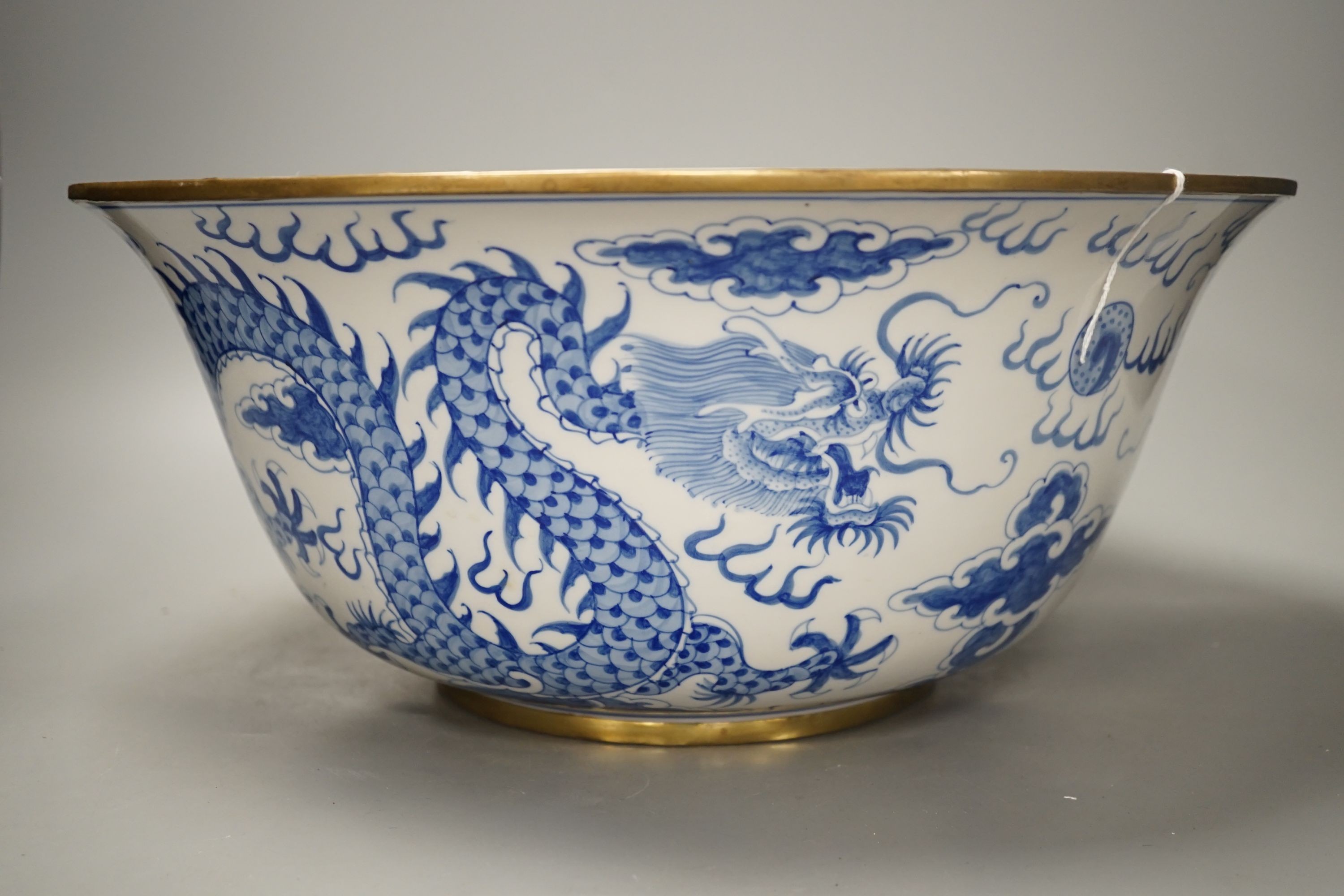 A South East Asian porcelain ‘dragon’ bowl, 38cm diameter